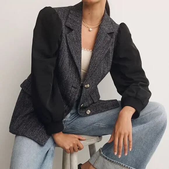 ANTHROPOLOGIE Maeve Mixed Media Relaxed Jacket NWT size 6